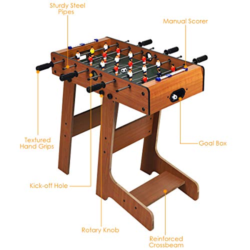 Giantex Folding Foosball Table, 27In Football Table W/ 2 Mini Footballs, Score Keepers, Astm Certification, Indoor Recreational Soccer Table Game Great For Kids, Family Night, Game Room, Bars, Parties #TOP2
