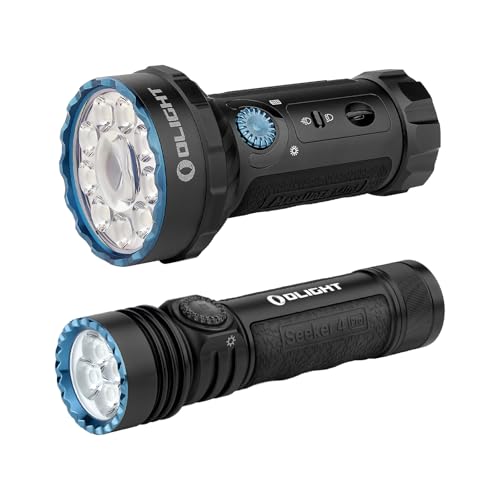 OLIGHT Marauder Mini 7,000 Lumens Bright Flashlight with 600 Meters Beam Distance Bundle with Seeker 4 Pro Rechargeable Flashlights
