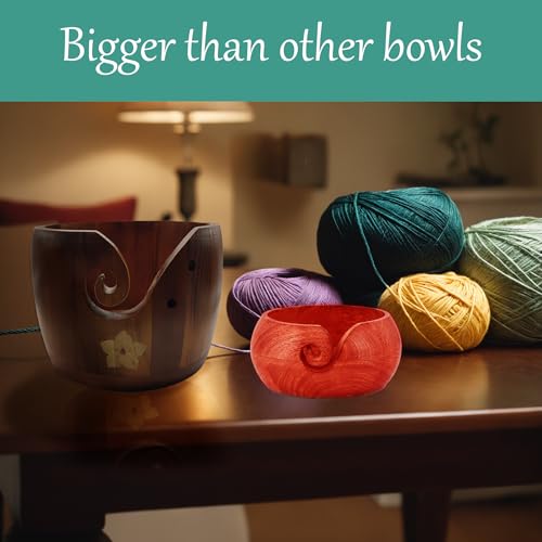 Image of Gutyca Yarn Bowl for Crocheting - Wooden Bowl, Hooks, Kit, Accessories, Holder, Knitting Kit, Gifts