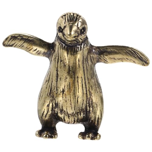PRETYZOOM Mini Brass Penguin Statue Vintage Animal Figurine for Home Decor Bookshelf Desk Ornament Collectible Gift for Animal Lovers