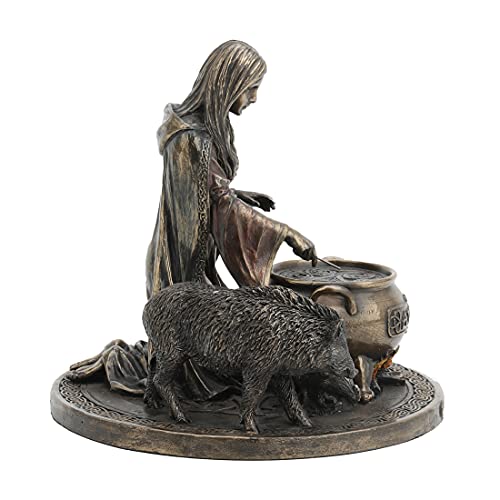 Veronese Design Estátua de decoração de altar de Ceridwen e o caldeirão celta do conhecimento, resin