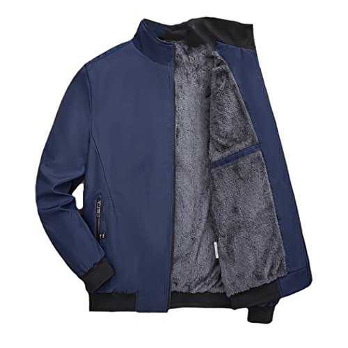 Bomber d'hiver homme bleu en molleton C Fleece de taille M avec zip