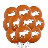 Moose Latex Balloons 12 Count Color Options, Moose Birthday Balloons, Baby Shower, Classroom Decoration, Cute Canadian Moose Balloons, 12 Inch Standard Size (Brown)