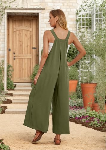 IWOLLENCE Womens Summer Overalls Jumpsuits Casual Loose Outfits Bib Wide Leg Sleeveless Adjustable Straps with Pockets XX-Large — view 3