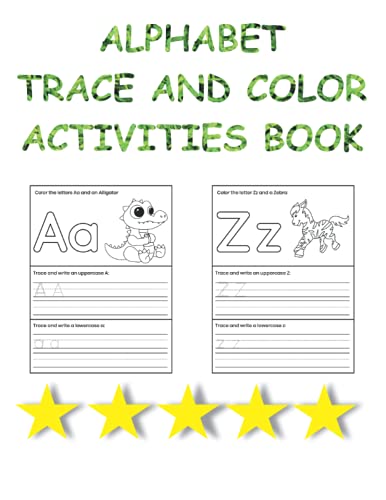 ⭐⭐⭐⭐⭐Alphabet TRACE AND COLOR activities book, New Designs ,8,5'x 11'',26 pages