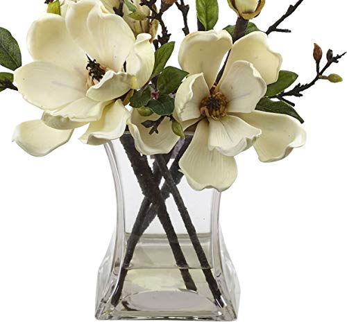 Nearly Natural 4534-Wh Magnolia Arrangement With Vase,White #TOP3