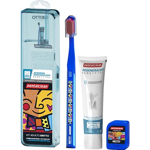 Dentalclean Kit Britto com Estojo, Escova de Dente, Fio Dental 20m e Creme Dental 50g - Cores Sortid