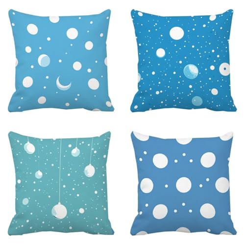 Coussin imperméable bleu lune avec fermeture éclair cachée lot de 4 - 2