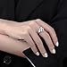 Izpack Plaid Love Heart Open Stacking Ring Black and White Checkered Enamel Heart Adjustable Chunky Bands Wedding Valentine's Day Promise Eternity Finger Rings for Women Brides Fashion Jewelry