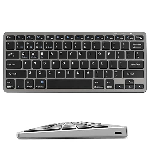 ZIZIS Teclado Bluetooth Inalámbrico Español – Compatible con iOS, Android y Windows para iPad, iPhone, Samsung, Huawei, Lenovo, Tablets y Otros Dispositivos (Plata)