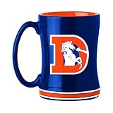FANMATS NFL Denver Broncos Vintage 14 oz Relief Coffee Mug — 14 Fluid Ounces | Ceramic | Sculpted 3D Logo | Team Color | Great Gift