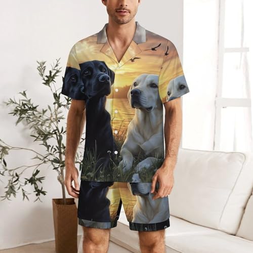 Labrador Love Couple Mens Pajamas Set Short Sleeve Sleepwear Summer Pjs Sets 2 Piece Loungewear Nightwear2