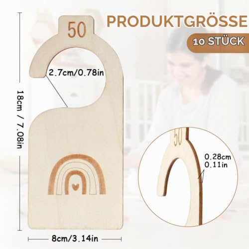 HAGOT 10 Stück Größentrenner für Babys aus Holz, Baby Größentrenner, Babykleidung Kleiderschrank Teiler, Schrankteiler für Babykleidung… – Ansicht 2