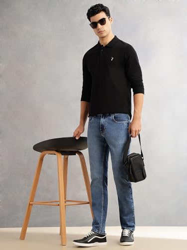 Image of Thomas Scott Men's | Solid | Full Sleeve | Regular Fit | Cotton Blend | Polo Collar | Casual Tshirt