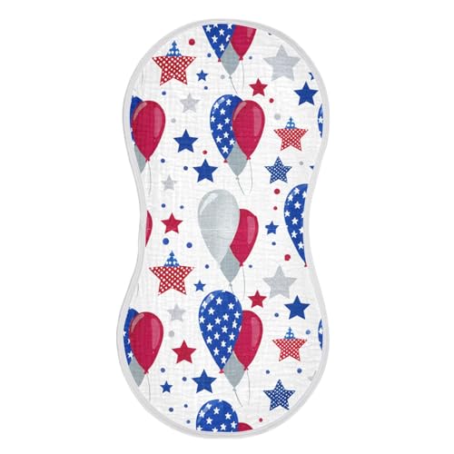 Muslin Burp Cloth for Baby 2PCS Independence Day American Balloons Super Absorbent Burping Cloths, Bibs for Newborn Boys Girls2