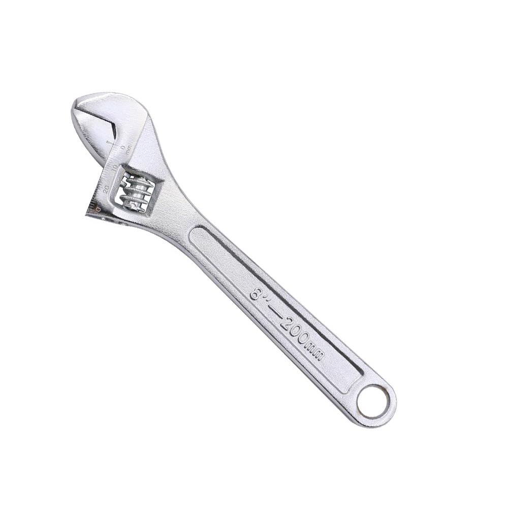 TopHomer Spanner Adjustable Wrench Non-Slip Mini Jaw Spanner Wrench Repair Maintenance Hand Tool Max jaw Opening 25mm(Silver, Length 200mm)