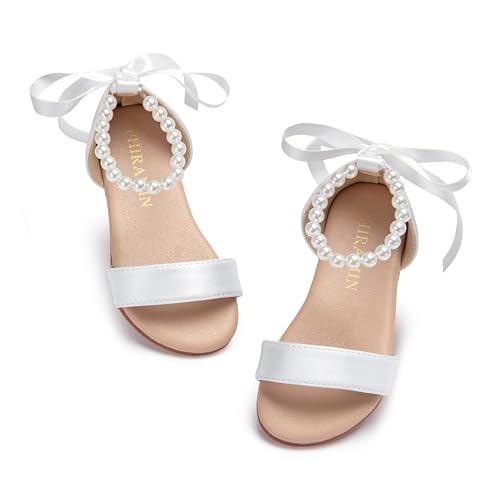 Image of PHIRAMIN Toddler Girl Sandals - Flower Girl Dress Shoes Open Toe Little Kid Wedding Party