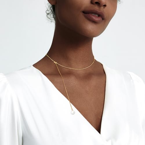 Image of Zeffy Gold Pearl Necklace for Women, Dainty 14K Gold /Silve Plated Layered Pearl Choker Pearl Earrings Pearl Bracelets Wedding Trendy Gold Jewelry Set for Women Gifts