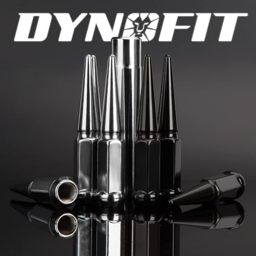 DYNOFIT 14 mm x 1.5 Wheel Spike Lug Nuts, 24 x Chrome M14x1.5 Lug Nut, Cone/Conical Bulge Seat, DYNOFIT Silver Closed End Nuts with 1 Socket Key for Chevy Silverado Aftermarket Wheel - Thumbnail 7