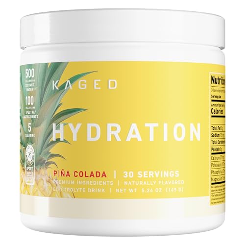 Image of Kaged Electrolyte Hydration Powder | Hydracharge Pina Colada | Sports Drink for Men and Women | Pre, Post, Intra Workout Supplement | 30 Servings