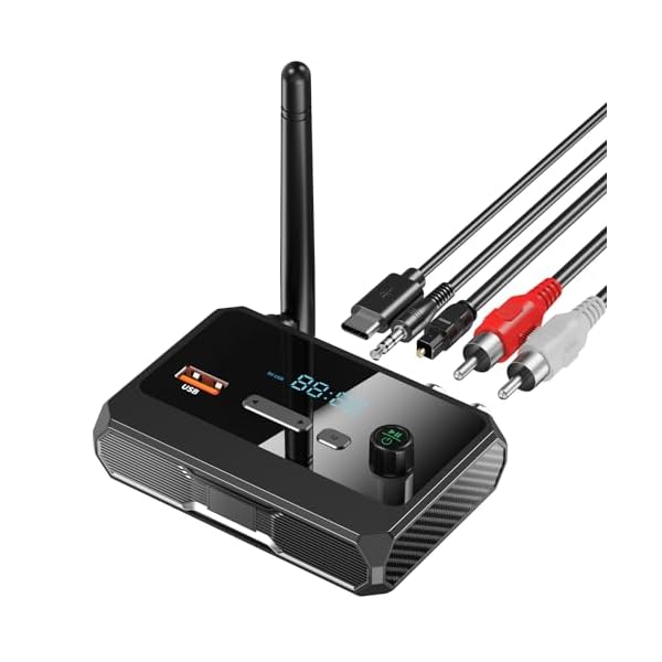 Bluetooth 5.3 Receiver, RCA Bluetooth Adapter, Low Latency & HD Music Audio, Support Optical AUX 3.5mm, RCA Bluetooth Receiver Adapter for Home Stereo Speakers, Music Streaming Stereo System