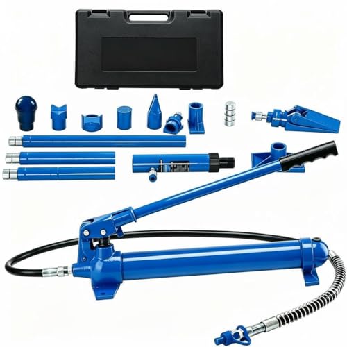 12 Ton Porta Power Kit Portable Hydraulic Jack with Extended Oil Hose Hydraulic Porta Power Set with Portable Storage Case for Car Repair Truck Farm