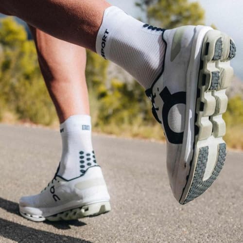 Meia de Compressão Para Corrida Cano Médio - Run Hi V4 Branca/Preta (T2, Branca/Preta)