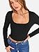 ANRABESS Women's Long Sleeve Square Neck Crop Top Ribbed Slim Fitted Basic Tee Layer Y2K Shirts Fall Fashion Outfits 2025 Black Medium