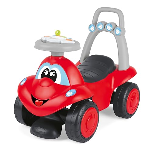 Chicco Billy Walk&Ride, Erste Schritte, 2in1 Lauflerner und Fahrgerät, einfache Montage, ergonomischer Lenker, breite Räder, mit Geräuschen und Fahrlicht, recycelter Kunststoff, 12-36 Monate, Rot