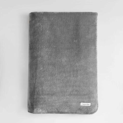 Couverture pour lit simple douillette Calvin Klein gris moderne