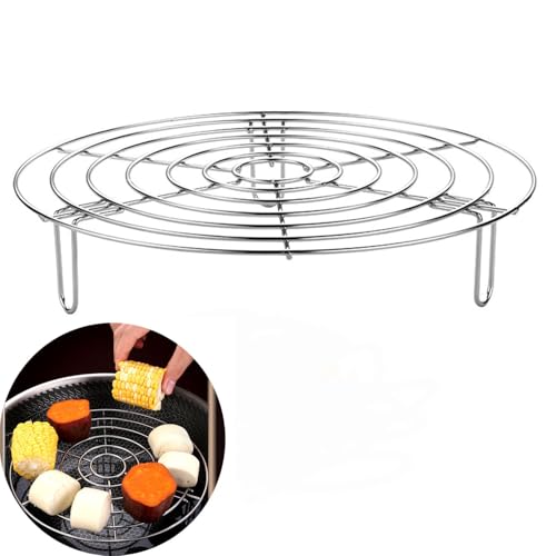Round Steam Rack, Stainless Steel Roasting Rack Multi-Purpose Cooking Cooling Racks Stand Steaming for Air Fryer, Steamer, Microwave Ovens, 20 cm
