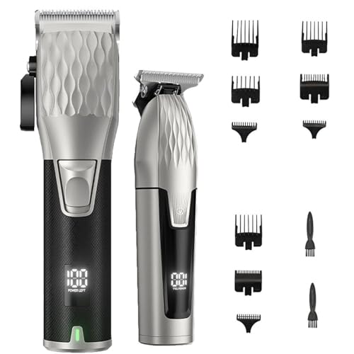 Cordless Hair Trimmers for Men Professional Hair Clippers Beard Trimmers with Led Dispaly Cordless Haircut Barber Set Grooming Kit for Family Baby Boyfriend Grandfather