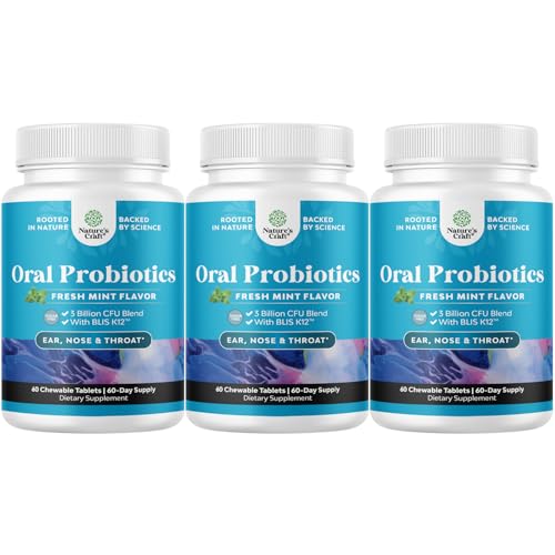 Oral Probiotics for Teeth and Gums - Minty Fresh BLIS K12 Oral Probiotics for Mouth Bad Breath Dry Mouth and Dental Health Support with 3 Billion CFU - Chewable Xylitol Lozenges Mint Flavor 180 Count