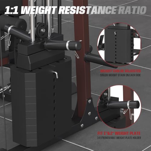 Commercial-SmithMachine-with-Smith-Bar-Home-Gym-Station-with-Dual-Weight-Stacks-4000LBS-Power-Cage-Squat-Rack-with-Lever-Arm-Leg-Press-LAT-Pull-Down-Cable-Crossover-Machine-for-Full-Body-Training Commercial SmithMachine with Smith Bar Home Gym Station with Dual Weight Stacks 4000LBS Power Cage Squat Rack with Lever Arm Leg Press LAT Pull Down Cable Crossover Machine for Full Body Training