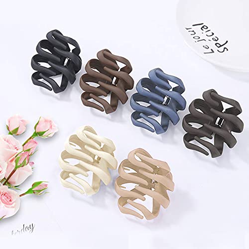 Big Claw Hair Clips For Thick Hair, 3.2'' Matte Octopus Clips Large Hair Claw Clips For Women And Girls, Neutral Hair Jaw Clips Strong Hold Jumbo Hair Clip For All Hair Types, 6 Packs (Neutral) #TOP6