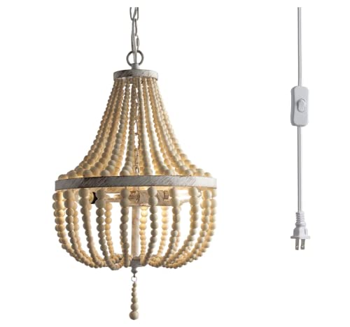 Legend Brand Boho Chandelier, Beaded Chandelier -Light Fixture, 3-Light Farmhouse Chandelier Vintage Candle, Dining Room Lighting Fixture #TOP2