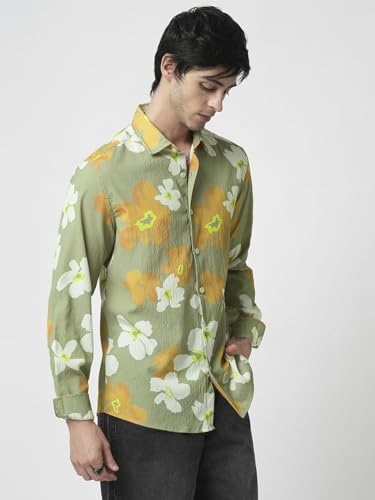Image of VASTRADO Exquisite Multicolor Floral Printed Creased Shirt