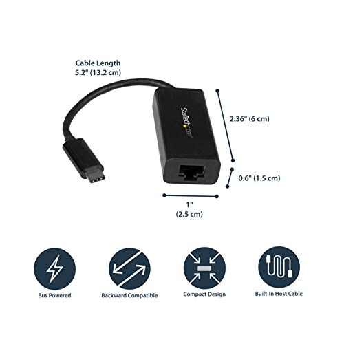 Image of StarTech USB-C Gigabit Ethernet Adapter, Thunderbolt 3 /4, RJ45 | Thunderbolt 3 /4 Compatible, 10 /100 /1000 Mbps, USB Bus Powered, Windows, Mac, Linux, ChromeOS