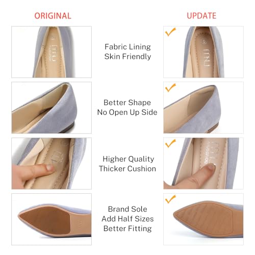 Image of MUSSHOE Black Flats for Women Pointed Toe-Comfortable Business Casual Work Shoes, Dressy Suede Slip On with Memory Foam for Office, Teacher & Standing All Day