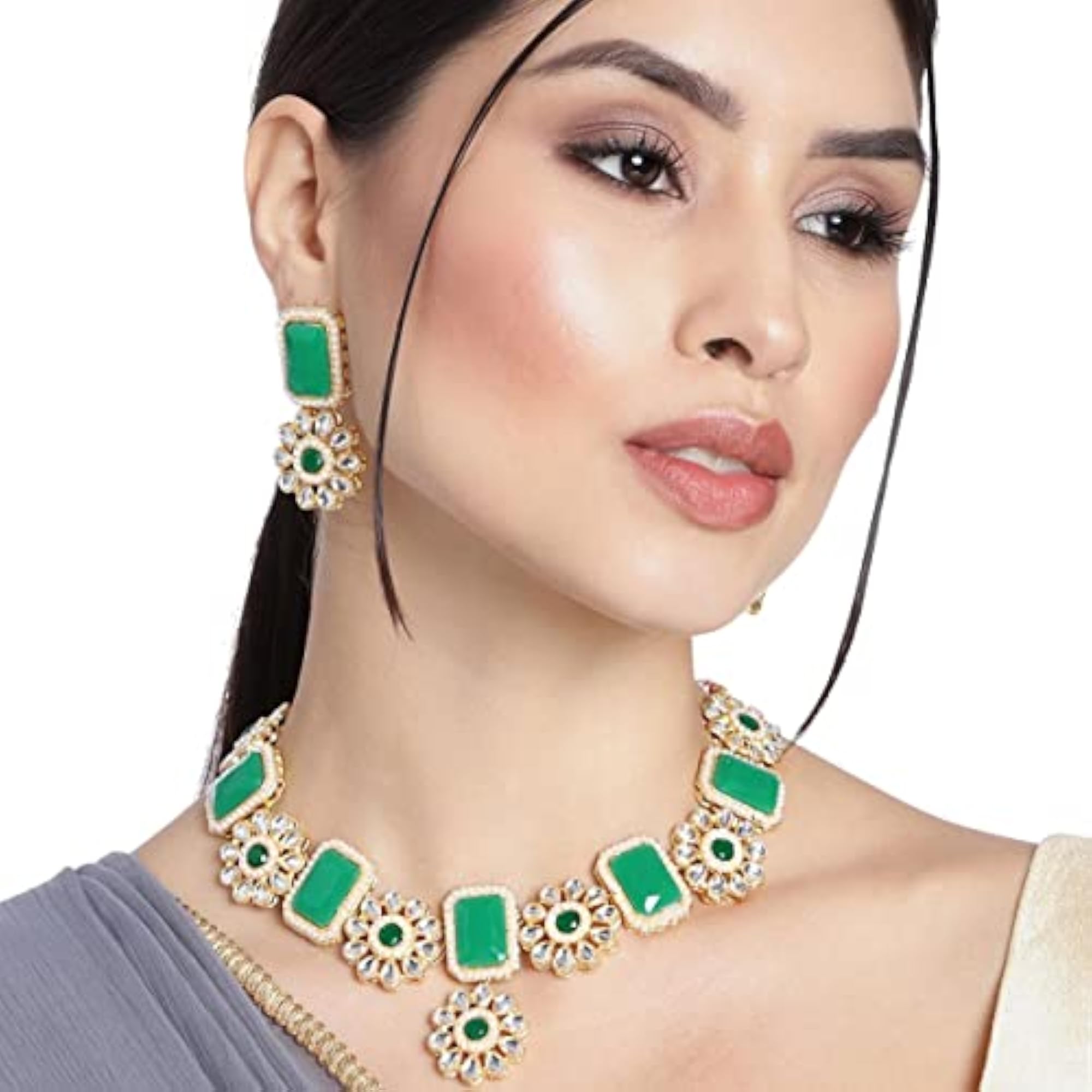 Elegant Kundan Jewellery Set with Pearls for Women