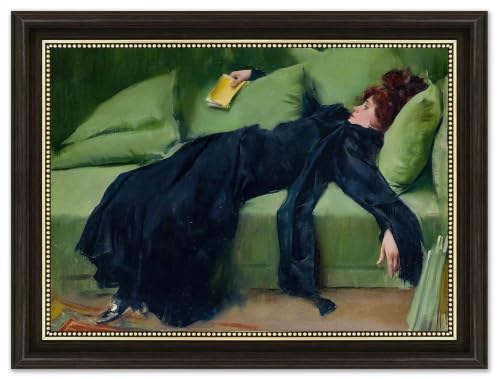 Vintage Dark Brown Framed Canvas Wall Art Moody Print Decadent Young Woman After the Dance Victorian Painting Painting Wall Decor for Bedroom Living Room Office Bathroom Decoration 12x16in