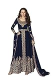 Alamara Fashion Ready to Wear Indian Pakistani Party Wear Wedding Wear Anarkali Suit with Matching Dupatta for Women (Navy Blue, XS)