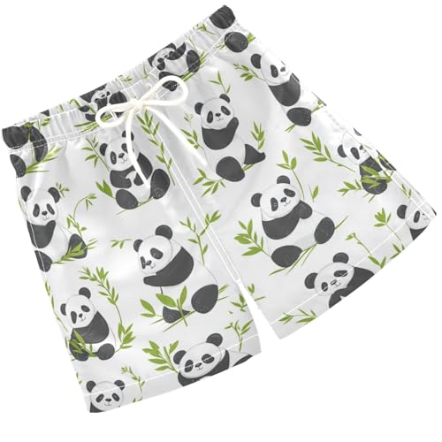 Pigsaly Boys' Swim Board Shorts Green Leaves Bright Cute Black White Pandas Boy's Swim Trunks Kids Swimwear 2T
