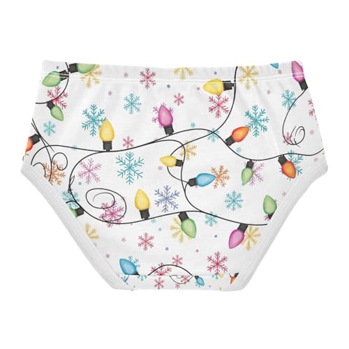 Girls Briefs, Colorful Christmas Lights Toddler Girl Briefs, Girls Cotton Underwear, 2T–8 Years2