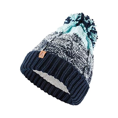 GM Apparel - STORMPROOF 100% Waterproof Ladies Unisex Chunky Winter Warm Teddy Fleece Lined Knitted Pompom Hat (Blue) Cover