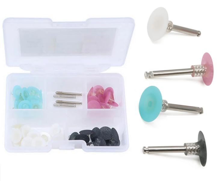 Dental Polishing Discs Assorted Kit 4/Pcs Mandrels & 100/Pcs SNAP ON Polish Finishing Discs Tooth Polish Accessories
