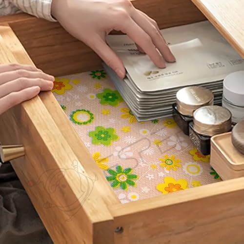 Image of ESPERO Fridge Mats, Kitchen Mat EVA Food Grade Multipurpose Washable Anti Slip Mat /Sheet for Fridge, Shelf Liners for Kitchen Shelves, Table, Kitchen Drawer mat - 300 x 45 cm (Mix Flowers)