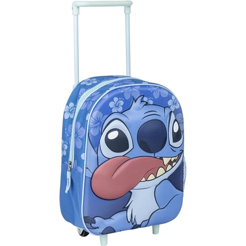 CERDÁ Life'S Little Moments Mochila Infantil Trolley 3D Stitch, Unisex niños, Azul, Pequeña