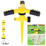 vsshe Arroseur de Jardin, Rotation 360° Arrosage Automatique pour Pelouse avec 3 Bras de Pulvérisation, 12 Trous Angle Réglable Diamètre Pulvérisation 8 10m pour Jardins/Fermes/Pelouse/Plantes