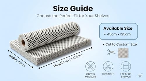 Image of Dribble Eva Shelf Liner Mat Mesh Pattern 45x125cm Roll, Non Slip Drawer & Cabinet Liner for Kitchen, Oilproof Washable Fridge Mat | Anti Skid Cupboard Wardrobe Multipurpose Mat (Cream)